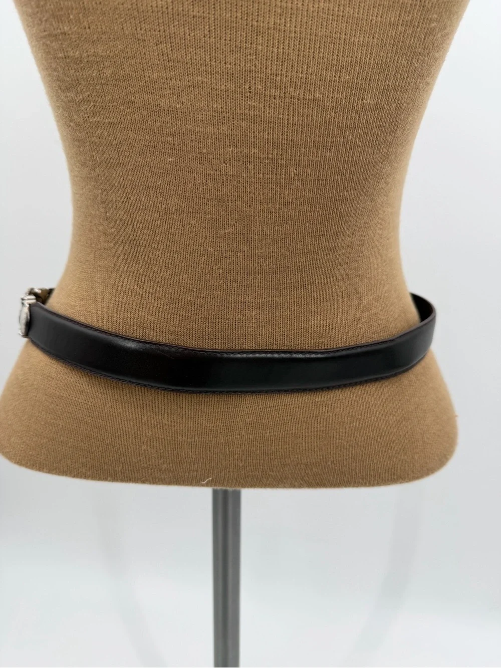 Ritz Accessory Black Leather Skinny Belt M Ornate Silver Gold Western Buckle